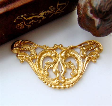 Brass Victorian Scroll Cartouche Stamping Jewelry Ornament Etsy