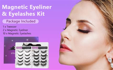 10 Pairs Magnetic Eyelashes And Eyeliner Kit Reusable Magnetic