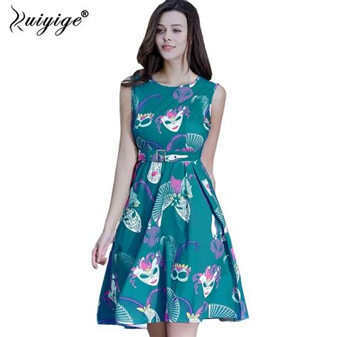 Ruiyige Women Summer Dress 50s Rockabilly Sleeveless Plus Size Pin Up