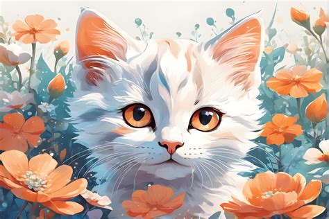 Watercolor Floral Cat Graphic By Craftable Creative Fabrica