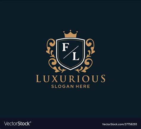 Initial Fl Letter Royal Luxury Logo Template Vector Image