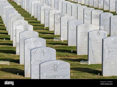 Gravestones in the Sarasota National Cemetery in Sarasota Florida USA ...