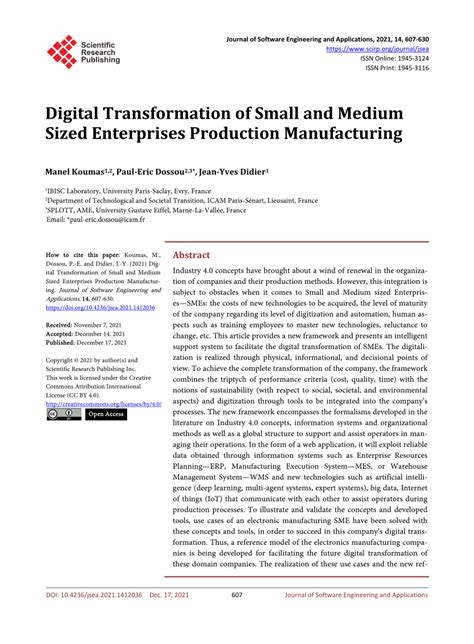 Pdf Digital Transformation Of Small And Medium Sized Enterprises