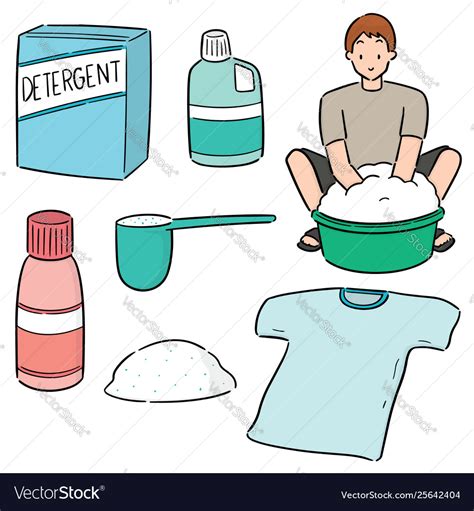 Set People Washing Clothes Royalty Free Vector Image