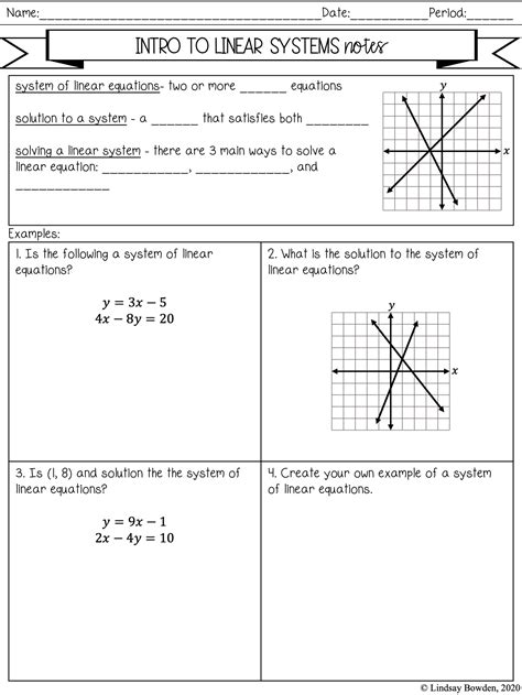 Linear Systems Worksheet Worksheets Library