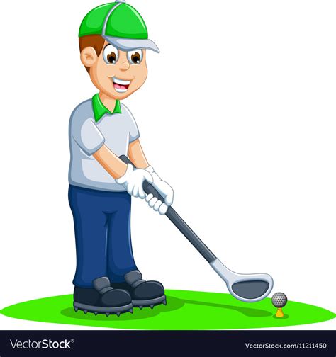 Funny men cartoon playing golf Royalty Free Vector Image