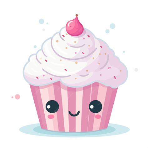 Dibujado A Mano Cupcake Dibujos Animados Kawaii Cupcake Ilustración