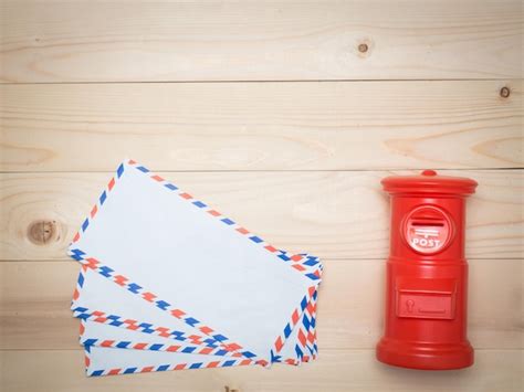 premium photo top view post letter  wood background