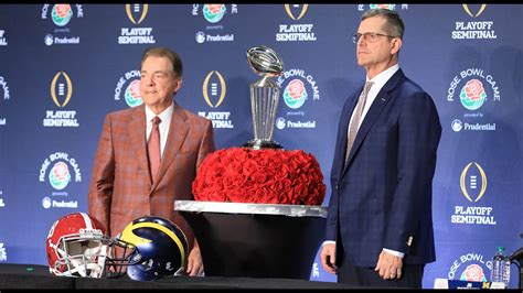 Jim Harbaugh Nick Saban Preview Rose Bowl Cfp Matchup Between