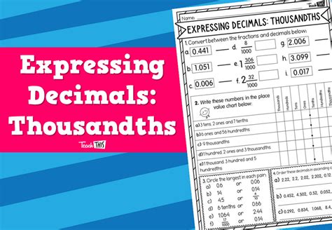 Expressing Decimals Thousandths Teacher Resources And Classroom Games Teach This