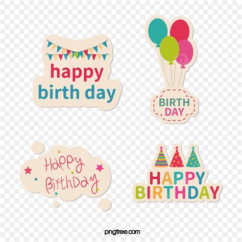 Birthday Sticker Vector Design Images, Vector Birthday Stickers ...