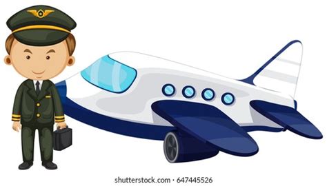 Pilot Airplane On White Background Illustration Stock Vector (Royalty ...