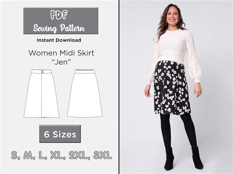 Pattern Sewing Women Midi Skirt Sewing Pattern Bias Cut Etsy