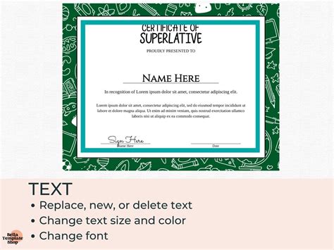 Editable Superlative Certificate Printable Superlative Etsy