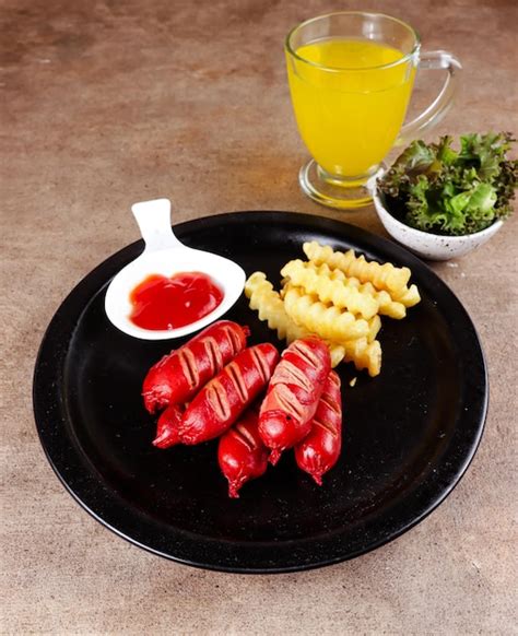 Premium Photo | Sosis bakar grilled sausage with sauce and side dish