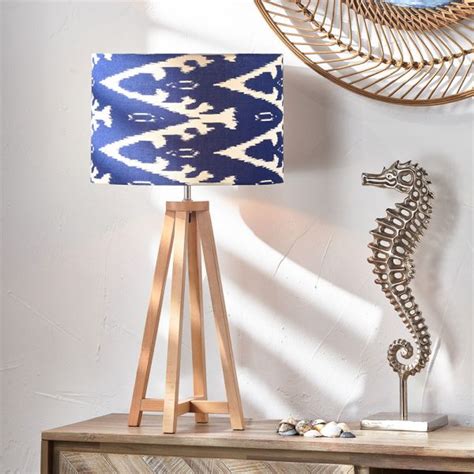 Lars Cm Ocean Blue Ikat Patterned Cylinder Shade Zurleys