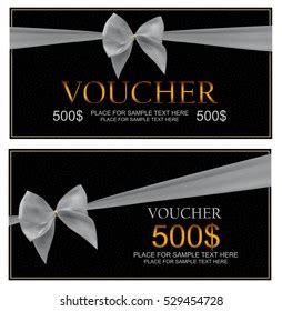 Vektor Stok Black Gift Voucher Gold Bow Isolated Tanpa Royalti