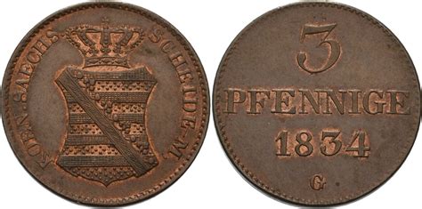 Sachsen Kurlinie Ab 1547 Albertiner 3 Pfennig 1834 Anton 1827 1836