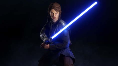 Download Anakin Skywalker With Blue Lightsaber Wallpaper