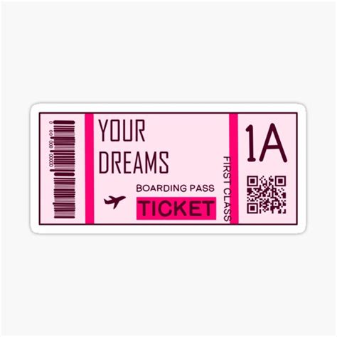 Plane Ticket Pink Sticker For Sale By Thicker Than A Sticker Redbubble