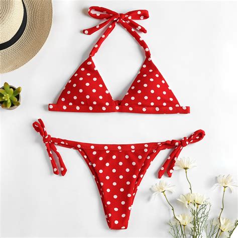 Bikini tam giác buộc dây họa tiết chấm bi BigBuy bigbuy vn