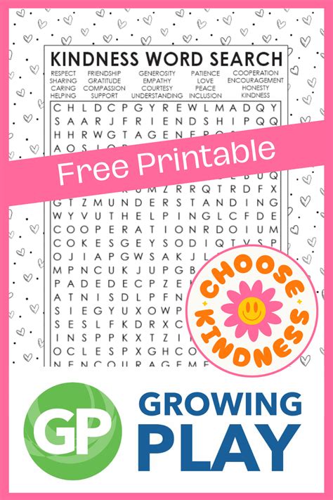 Kindness Word Search Free Printable Growing Play