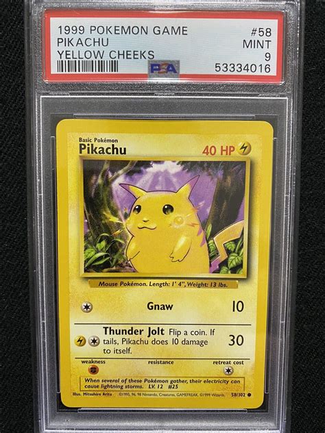 Pokemon Base Set Pikachu Yellow Cheeks Psa Mint Ebay