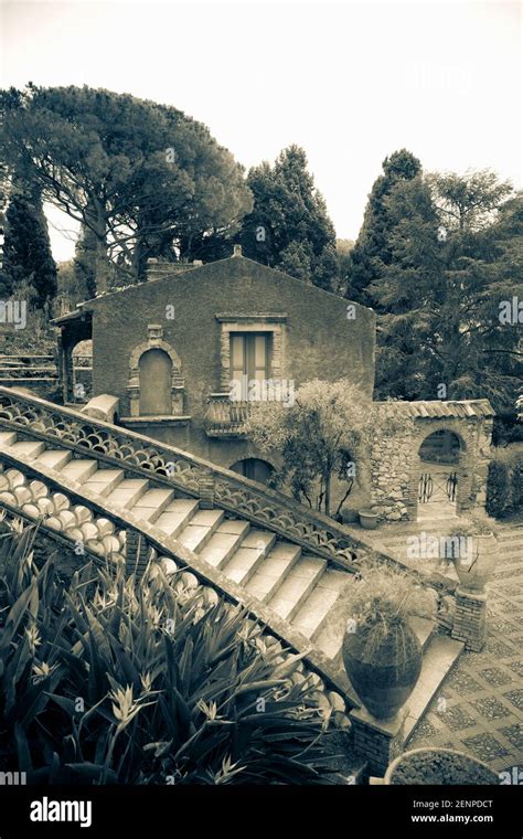 Italy Sicily Taormina Villa Comunale The Public Gardens A Typically