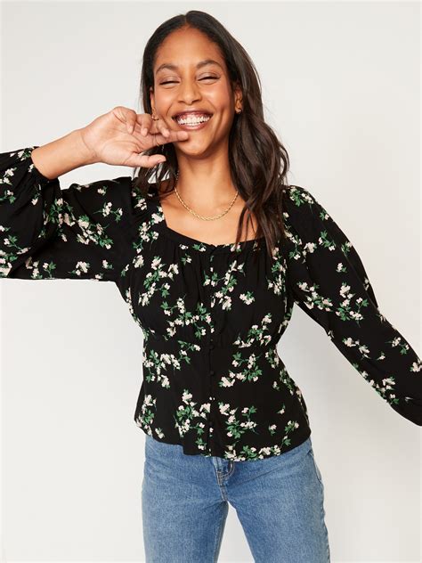 Floral Print Square Neck Blouse Old Navy