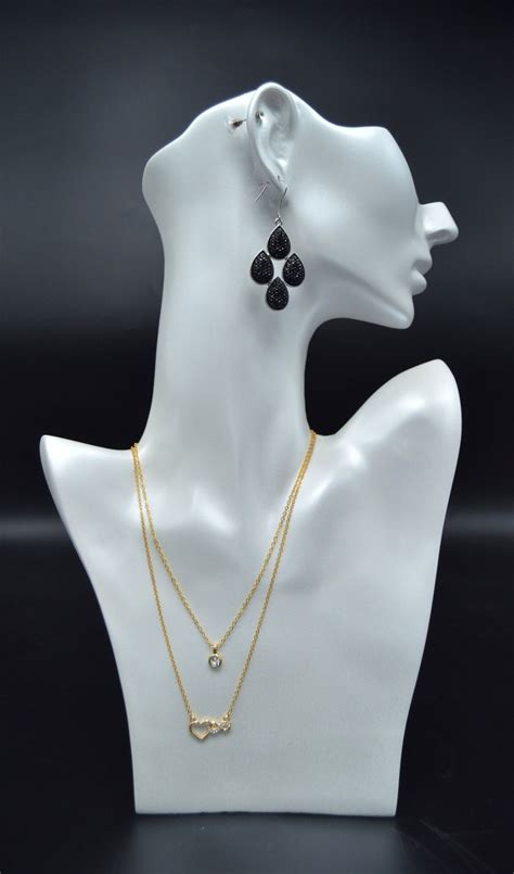 Necklace Earrings Jewelry Displays Mannequin Bust Necklace Etsy