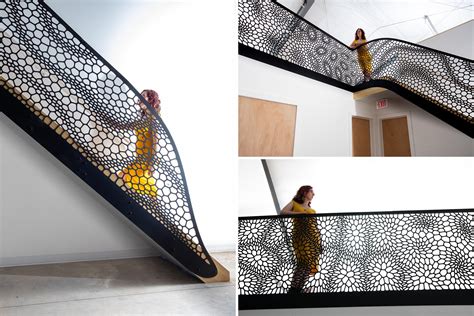 This Artistic Laser Cut Staircase Handrail Was Inspired By Cell Structures