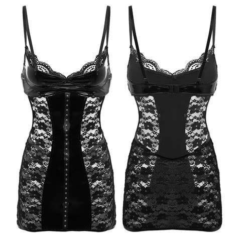 Mini Crossdresser Latex Dress Womens Erotic Lingerie Sissy Dress Sexy