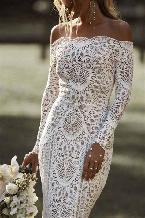 Nathalia Lace Off Shoulder Dress November Wedding Dresses Western