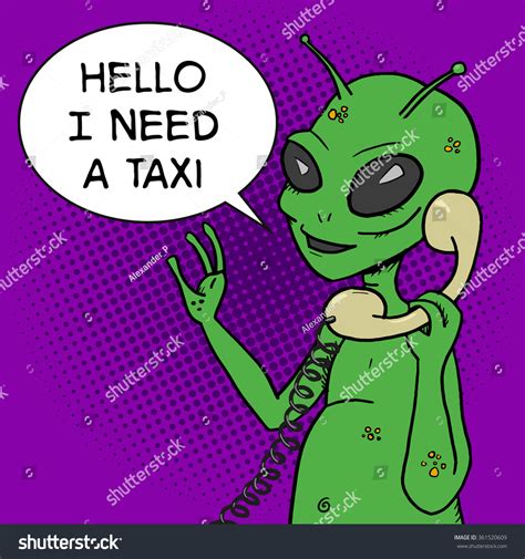 Alien Talking Phone Pop Art Style Stock Vector Royalty Free 361520609