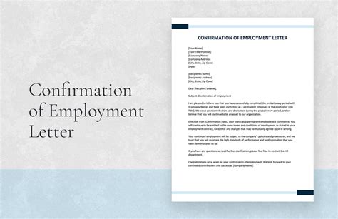 Confirmation Of Employment Letter In Google Docs Word Pages