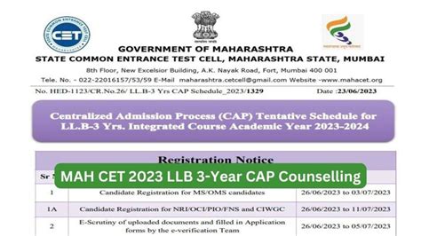 Mah Cet Llb Year Cap Consultant Registration Starting In