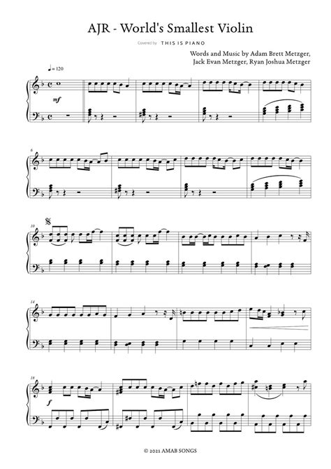 Ajr World S Smallest Violin Easy Version Sheet By This Is Piano