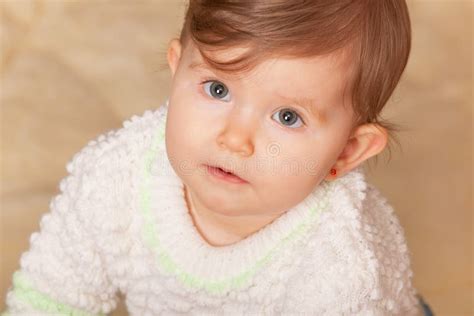 Baby with big grey eyes stock photo. Image of small, portrait - 18582424