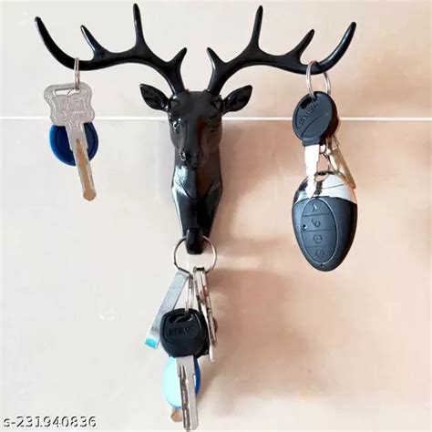 Ad Products Plastic Wall Door Deer Head Self Adhesive Decorative Hooks