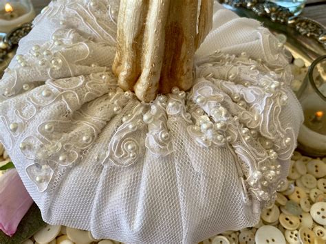 Fall Wedding Centerpiece White Pumpkins Embellished Velvet - Etsy