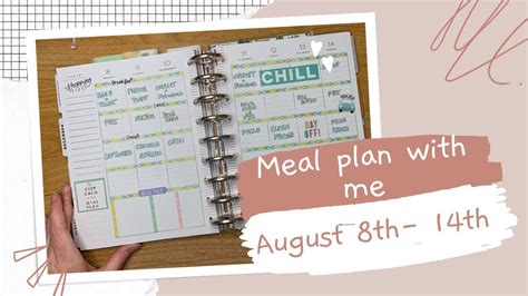 August 8th 14th Happy Planner Meal Plan With Me YouTube