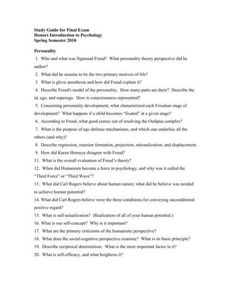 PSYC 1101 Study Guide For Test 4