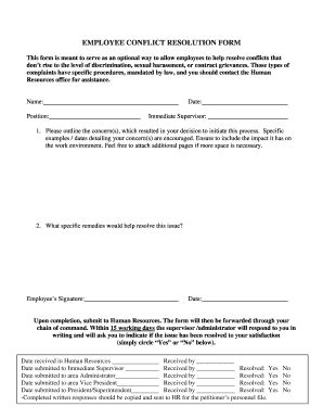 Employee Conflict Resolution Form Imperial Valley College Fill And