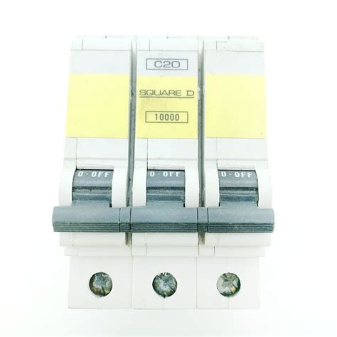 MCB S Square D QOE Yellow Band 10000 C20 20A 20 3 Pole Phase MCB