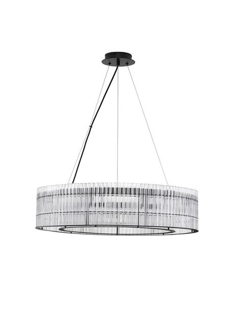 Nova Luce Suspension Barok Matt Black Metal Clear Glass