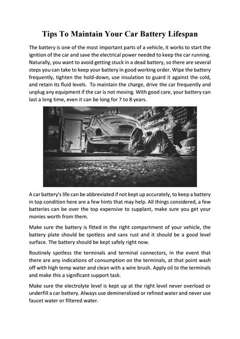 Tips To Maintain Your Car Battery Lifespan By Axel Walker Issuu