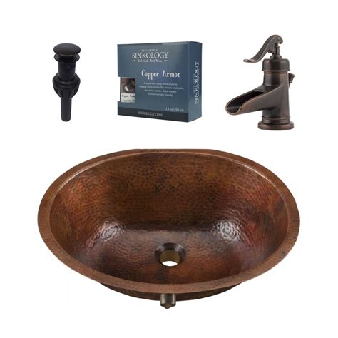 Sinkology Aged Copper Undermount Oval Bathroom Sink With Faucet And Overflow Included At