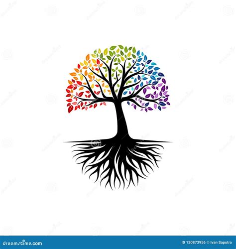 Abstract Colorful Tree Logo Design, Root Vector - Tree of Life Logo ...