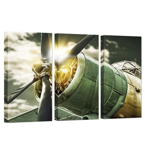 Panel Wall Art Painting Turbine Combat Airplane Decor For Home Retro