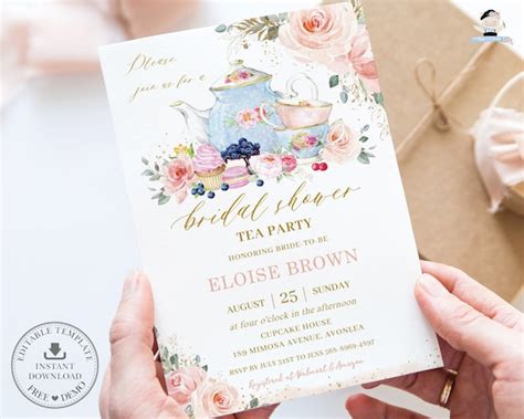 High Tea Invitation Editable High Tea Invitation Template Floral High